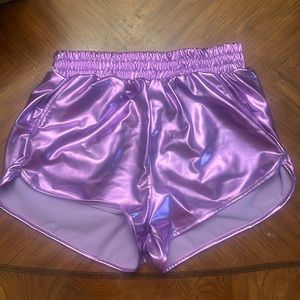 Purple metallic shorts